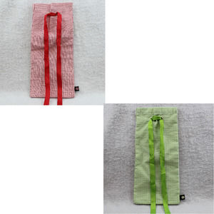 2 Pcs. Oh Mint 6x14 Drawstring Bags Striped Seersucker Green Red Christmas Wine